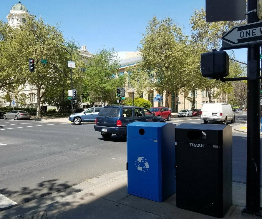 Public recycling containers now in many spots in downtown