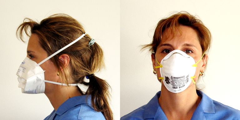 User wearing N95 mask
