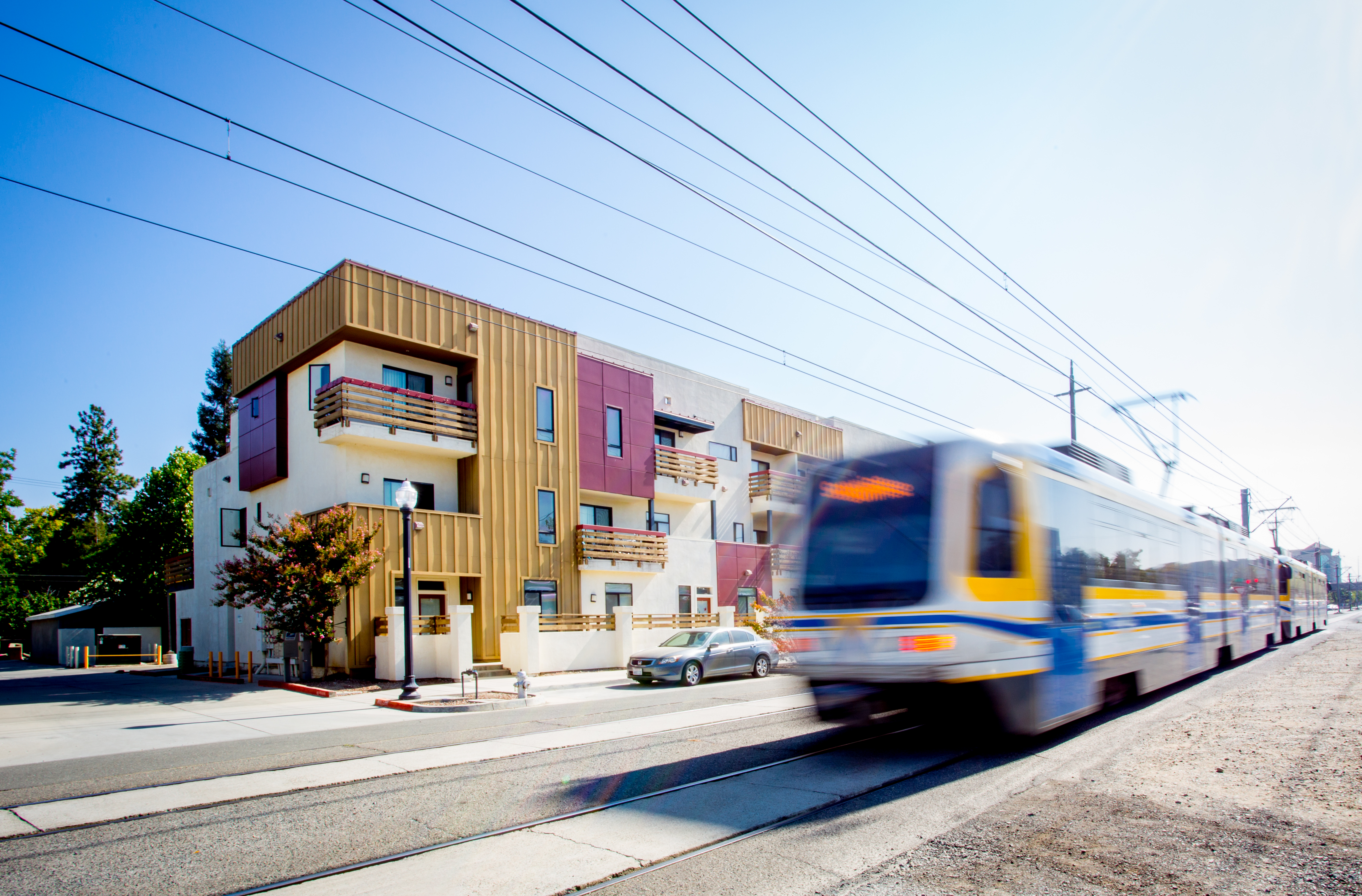 modern apartments near light rail transportation