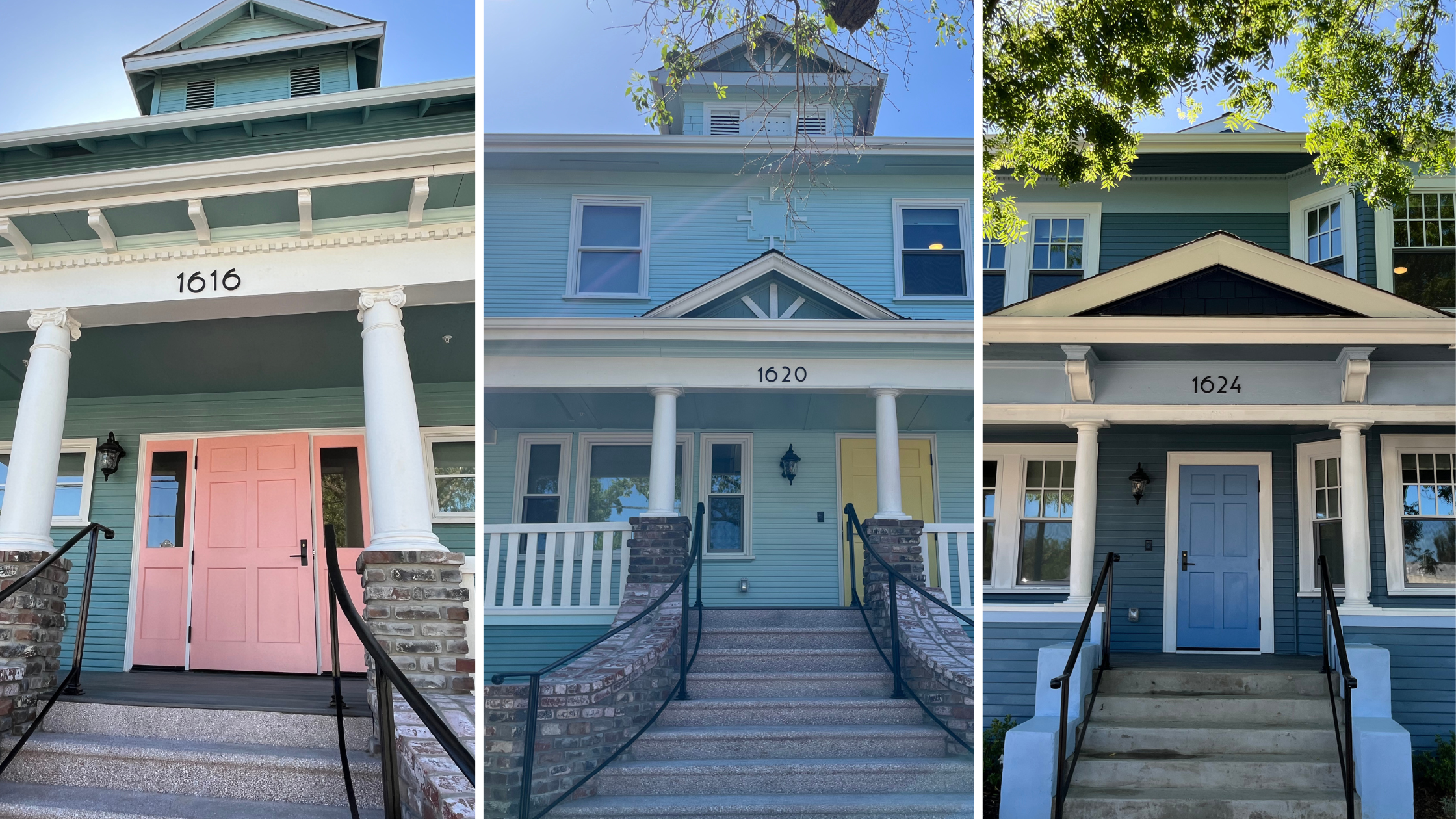 photo of three classic box style historic homes